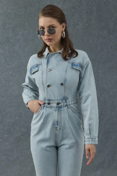 Mavi Blue Denim Tulum - Resim 5