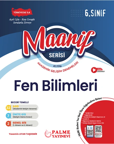 Palme Yayınevi Hazırlık 6. Sınıf Maarif Serisi Fen Bilimleri Haftalık Deneme (41 Föy) ürün görseli 1