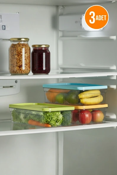 3'lü Buzdolabı Organizer Saklama Kabı Buzdolabı Düzenleyici 3x1.80 L ürün görseli 1