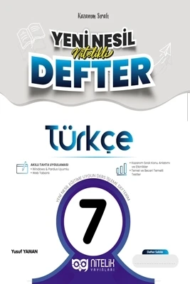 Nitelik Yayınları 7. Sınıf Akilli Defter Türkçe Yeni Nesil Nitelikli ürün görseli 1