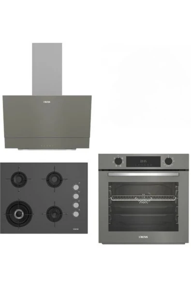 Altus Gri Cam Ankastre Set 322 G Turbo - 189 Dg Woklu - 510 G Davlumbaz ürün görseli 1
