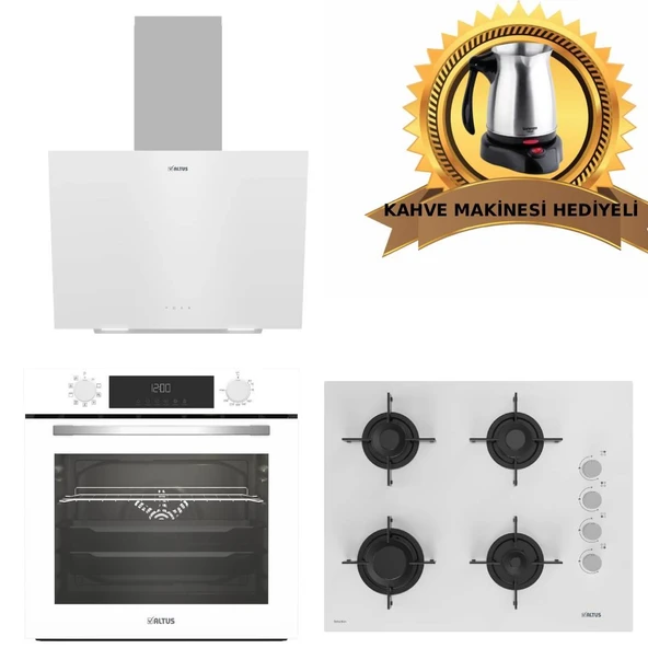 Altus Ala Beyaz Cam Ankastre Set 570 W - 159 Dw 65cm - 332 W Turbolu - (Kahve Makinesi Hediyeli) ürün görseli 1