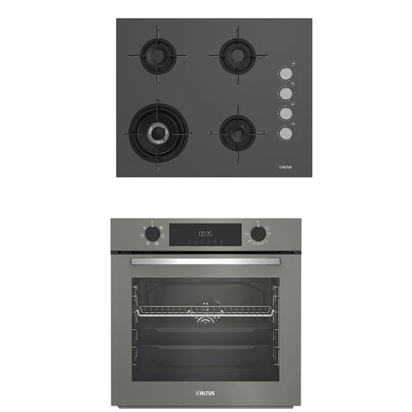 Altus 2'li Gri Cam Ankastre Set 189 Dg Woklu - 322 G Turbo Fırın ürün görseli 1