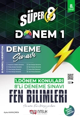 Nitelik Yayınları 8. Sınıf 1.Dönem Süper Fen Bilimleri 8'Li Deneme Sınavı ürün görseli 1