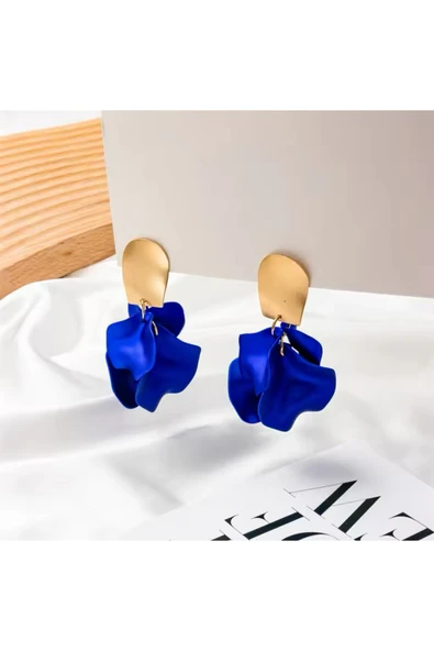 Hector&Co. Jewellery Gece Mavisi Akrilik Vintage Gül Yapraklı Çiçek Küpe ürün görseli 1