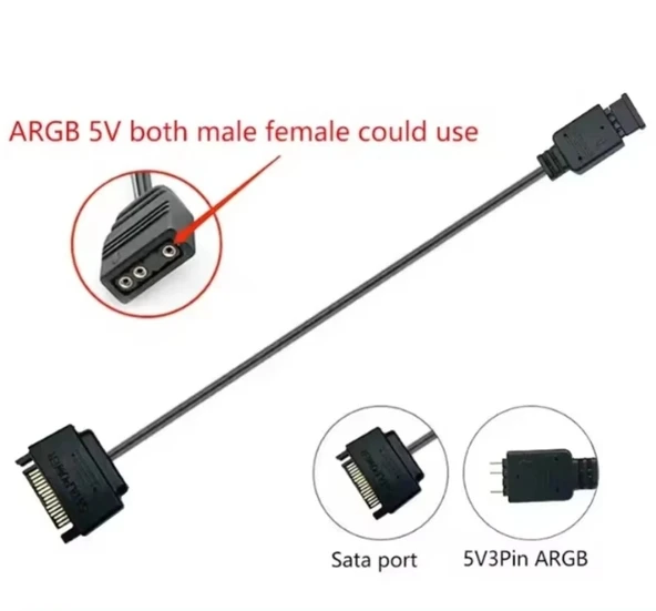 VENTURE SATA 5V 3Pin ARGB Adaptör Kablosu ürün görseli 1