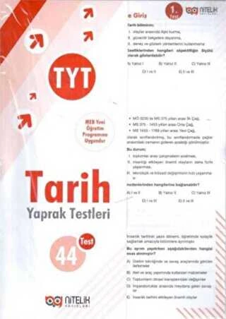 Nitelik Yayınları Yaprak Test Yks Tyt Tarih ürün görseli 1