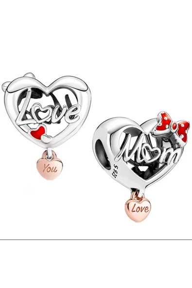 Hector&Co. Jewellery Gümüş Minnie Mouse Mom Love Yazılı Charm ürün görseli 1