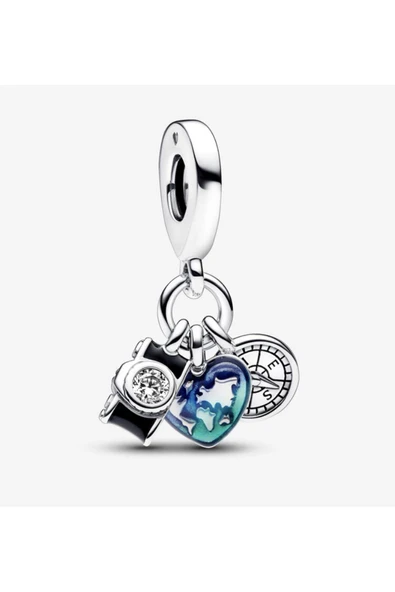Hector&Co. Jewellery Kamera, Kalp ve Pusula Üçlü Sallantılı Charm ürün görseli 1