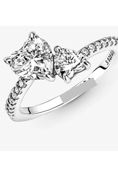 Hector&Co. Jewellery Işıltılı Çift Kalpli Yüzük ürün görseli 1