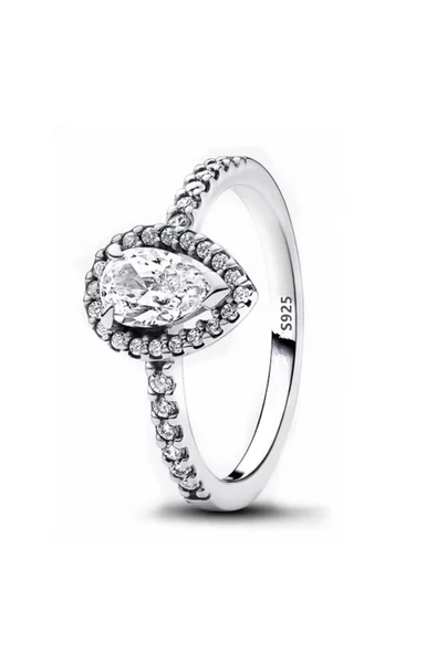 Hector&Co. Jewellery Gümüş Işıltılı Armut Kesim Yüzük ürün görseli 1