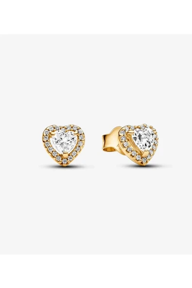 Hector&Co. Jewellery Işıltılı Kabartmalı Kalp Şeklinde İğne Küpeler ürün görseli 1