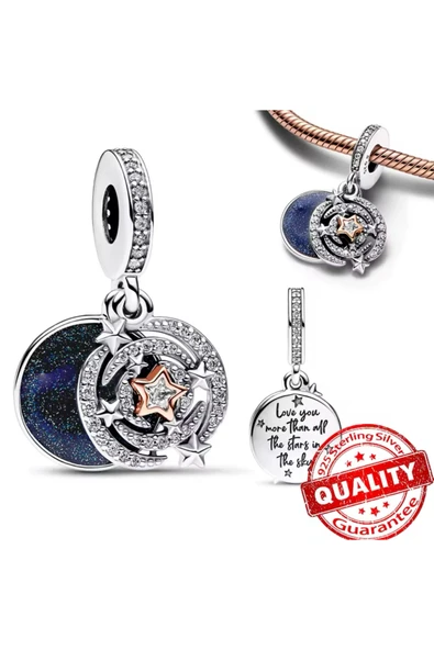 Hector&Co. Jewellery Gümüş İki Renkli Kayan Yıldız Sallantılı Charm ürün görseli 1