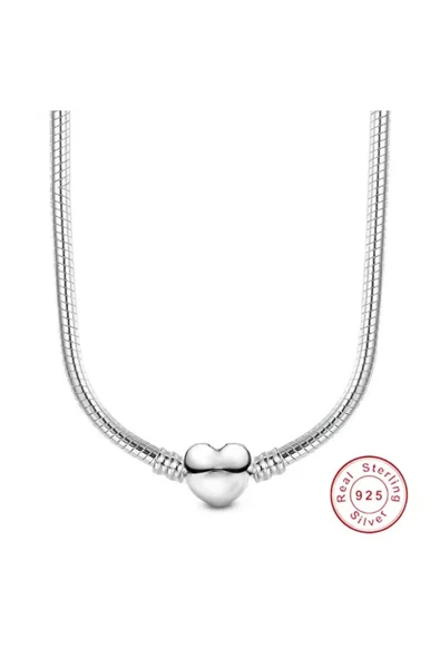 Hector&Co. Jewellery Gümüş Kalp Klipsli Yılan Zincirli Kolye ürün görseli 1