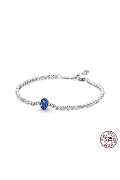Hector&Co. Jewellery S925 Işıltılı Mavi Taşlı Tenis Bilekliği ürün görseli 1
