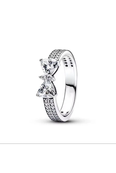 Hector&Co. Jewellery 925 Ayar Işıltılı Fiyonk Çift Sıralı Yüzük ürün görseli 1