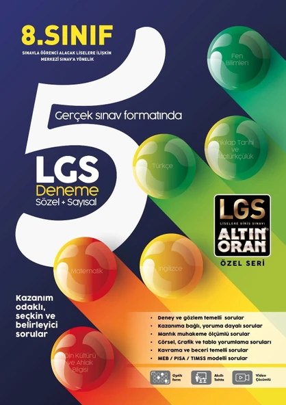 Borealis Yayıncılık Altın Oran 8. Sınıf Lgs Deneme Sözel + Sayisal ürün görseli 1
