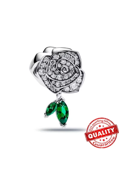 Hector&Co. Jewellery 925 Ayar Gümüş Açan Işıltılı Gül Charm ürün görseli 1