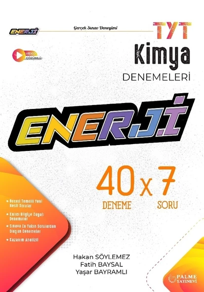 Palme Yayınevi Hazırlık Enerji Yks Tyt Kimya 40 X 7 Deneme Sınavı Video Çözümlü ürün görseli 1