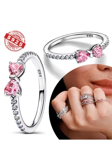 Hector&Co. Jewellery Gümüş Pembe Fiyonk Yüzk ürün görseli 1