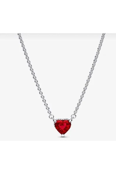 Hector&Co. Jewellery 925 Ayar Tarz Işıltılı Kırmızı Kalp Kolye ürün görseli 1