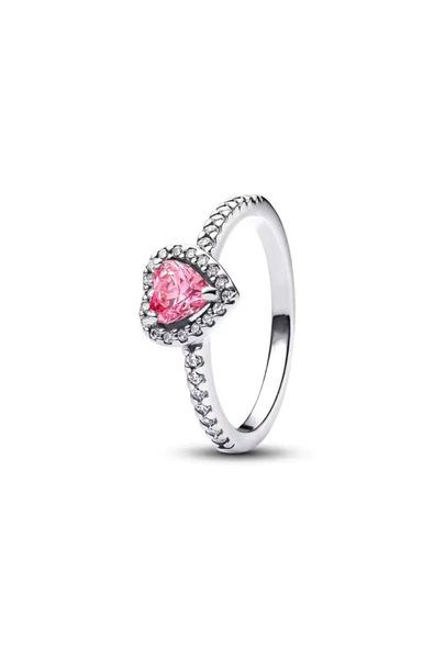 Hector&Co. Jewellery Gümüş Pembe Taşlı Kalp Yüzük ürün görseli 1