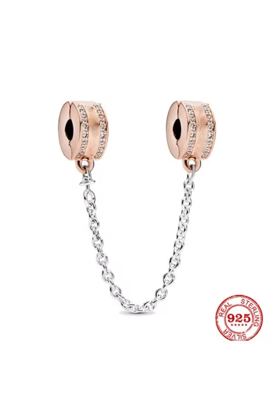 Hector&Co. Jewellery Gümüş Rose Logolu Güvenlik Zinciri Klips Charm ürün görseli 1