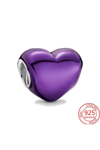 Hector&Co. Jewellery Gümüş Mat Mor Renk Kalp Charm ürün görseli 1