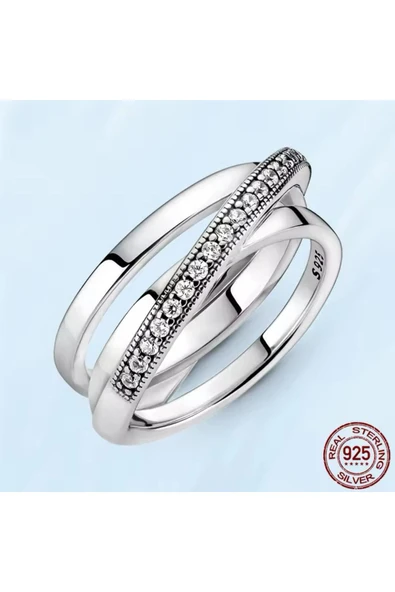 Hector&Co. Jewellery Üçlü Iç Içe Geçmiş Bant Yüzük Tarz ürün görseli 1
