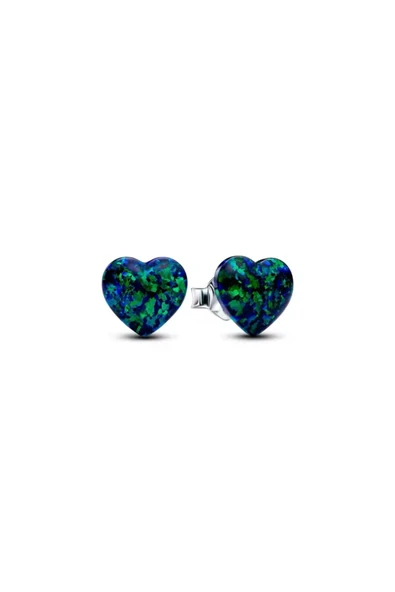 Hector&Co. Jewellery Murano Cam Gümüş Işıltılı Yeşil Kalp Çivi Küpeler ürün görseli 1