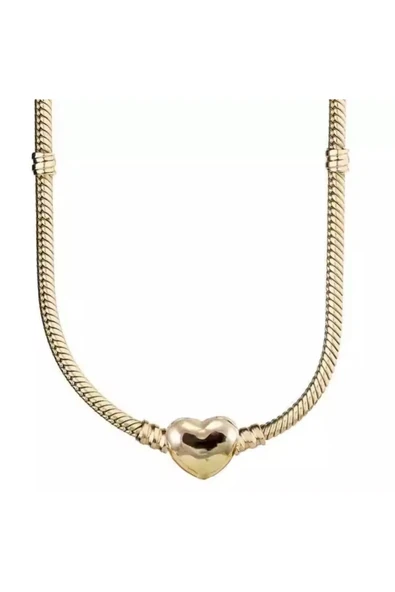 Hector&Co. Jewellery Gümüş Gold Renk Moments Kalp Klipsli Zincir Kolye ürün görseli 1