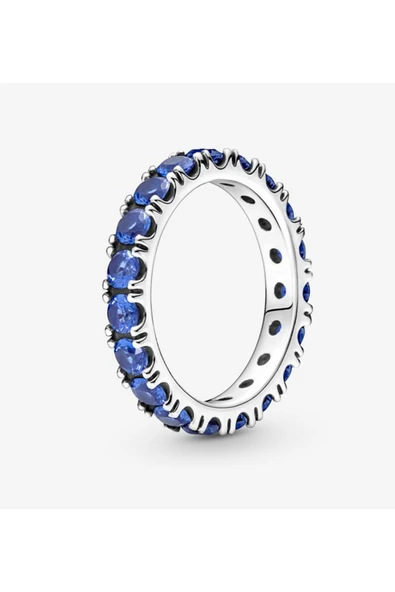 Hector&Co. Jewellery Tarz Mavi Işıltılı Tam Tur Taşlı Yüzük ürün görseli 1