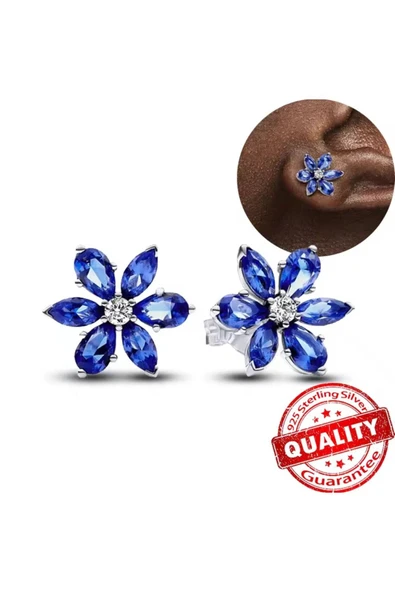 Hector&Co. Jewellery Işıltılı Mavi Herbaryum Mavi Çivi Küpe ürün görseli 1