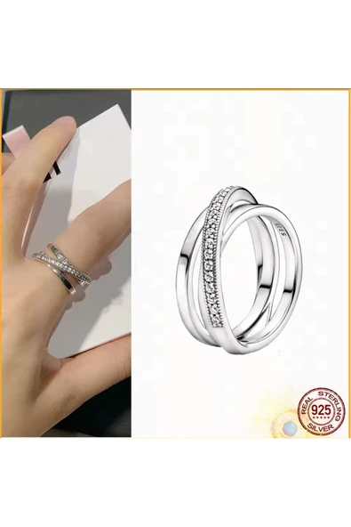 Hector&Co. Jewellery Gümüş Üçlü İç İçe Geçmiş Bant Yüzük ürün görseli 1