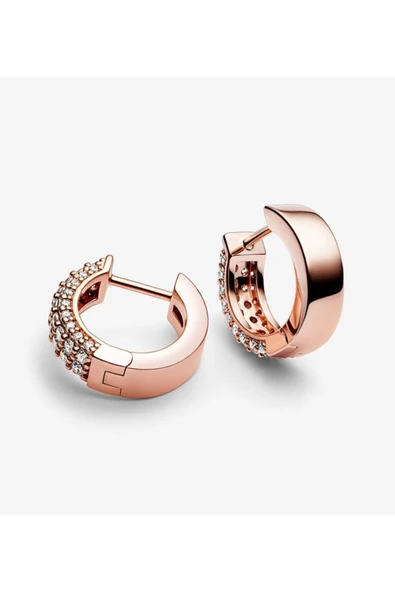 Hector&Co. Jewellery Zamansız Pavé Çift Sıralı Halka Küpeler ürün görseli 1