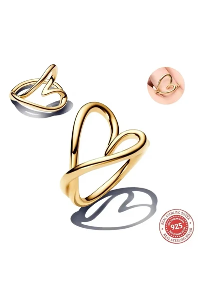 Hector&Co. Jewellery Gümüş Gold Renk Doğal Şekilli Kalp Yüzük ürün görseli 1