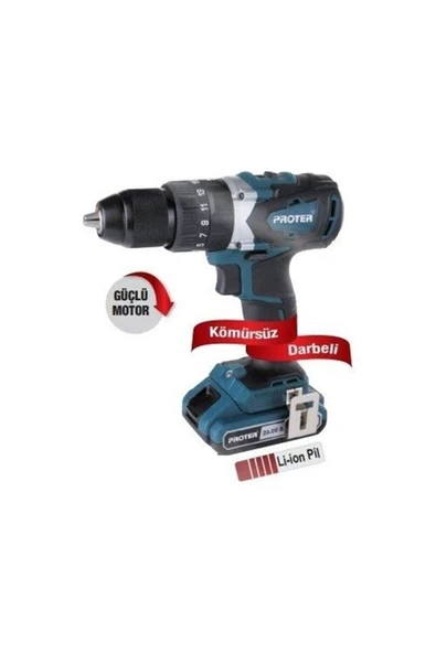 Proter Pst 720 Bl 20v 2.0 Ah Li-ion Çift Akülü Kömürsüz Darbeli Matkap Vidalama ürün görseli 1