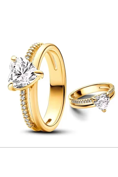 Hector&Co. Jewellery Çift Şeritli Kalp Yüzük ürün görseli 1