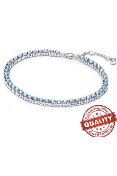Hector&Co. Jewellery Gümüş Işıltılı Açık Mavi Tenis Bilekliği ürün görseli 1