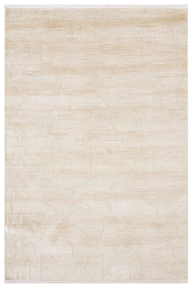 Cosmos CS001B Bej Halı Modern Detaylı Pamuk Taban Viskon Tozuaz Salon Yatak Odası Koridor Halısı 160 X 230 BEJ ürün görseli 1
