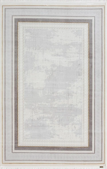 Trend Tr003s Bej Akrilik Pamuk Modern Yumuşak Mutfak Yatak Odası Salon Oturma Odası Halısı 120 X 180 GRI-GOLD ürün görseli 1