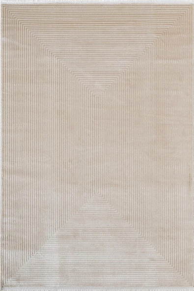Merit MR010A Krem Halı Vizon Bej Geometrik Detaylı İnce Yumuşak Akrilik Modern Salon Halısı 160 X 230 GRİ ürün görseli 1