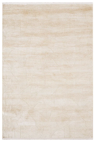 Cosmos CS001B Bej Halı Modern Detaylı Pamuk Taban Viskon Tozuaz Salon Yatak Odası Koridor Halısı 100 X 200 BEJ ürün görseli 1