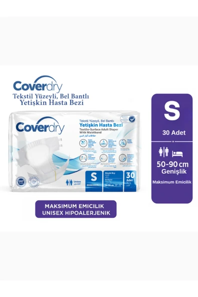 Coverdry Bel Bantlı Hasta Bezi Small 30'lu ürün görseli 1
