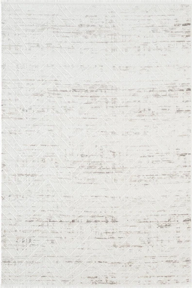 Look Modern LM001G Krem Halı Modern Çizgili Desen Akrilik Yumuşak Tozuaz Mutfak Koridor Salon Halısı 80 X 300 KREM ürün görseli 1