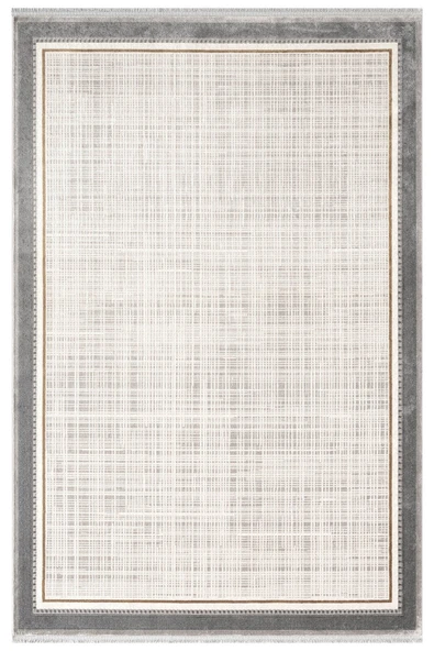Fresco FC002G Gri Çerçeveli Halı Modern Desen 100 Tarak Viskon Parlak Yumuşak İpek Serisi 100 X 300 GRI ürün görseli 1