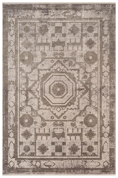 Art AT004G Gri Halı Modern Desen Triko Akrilik Viskon Boyama Yüksek Sıklık Ipek Serisi 240 X 340 GRI ürün görseli 1