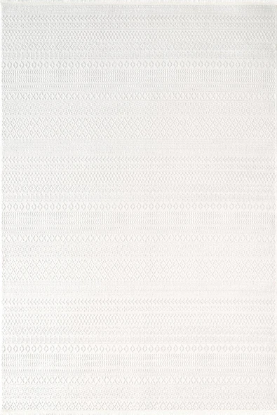 Jade JD015W Beyaz Halı İskandinav Desen Triko Akrilik Pamuk Tabanlı Kaymaz Salon Yatak Odası Halı 160 X 230 BEYAZ ürün görseli 1