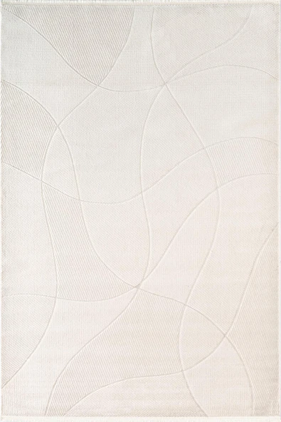 İndigo ID007W Beyaz Modern Desen Akrilik İplik Tozuaz Pamuk Taban Salon Mutfak Halısı 160 X 230 BEYAZ ürün görseli 1