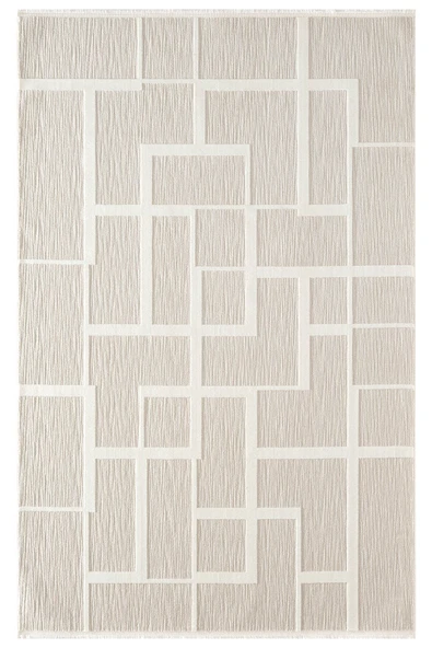 Sümer Sm015a Krem Renkli Halı Çizgi Desenli Dekoratif Modern Salon Mutfak Halısı 100 X 300 KREM ürün görseli 1